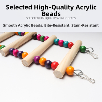 Ξύλινες χάντρες σκάλα αναρρίχησης μεγάλου και μεσαίου μεγέθους είδη παπαγάλου σκάλα αναρρίχησης παιχνίδι δαγκώματος σκάλας κλουβί πουλιών stand bar χονδρικής