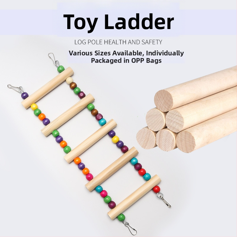 Puidust helmestega ronimisredel, suurte ja keskmise suurusega papagoide tarvikud, ronimisredel, redelkiik, hammustada mänguasi, linnupuuri aluslatt, hulgimüük