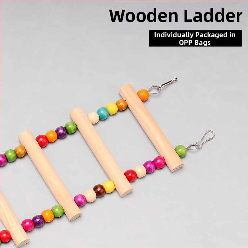 Puidust helmestega ronimisredel, suurte ja keskmise suurusega papagoide tarvikud, ronimisredel, redelkiik, hammustada mänguasi, linnupuuri aluslatt, hulgimüük