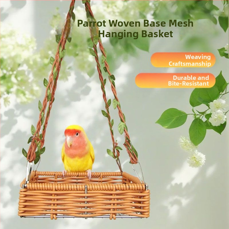 Висяща кошница за птиче гнездо от имитация на ратан, хамак, може да се окачи, висящо гнездо, лятно дишащо, лесно за почистване, ретро гнездо за папагали, гнездо за спане, дропшипинг