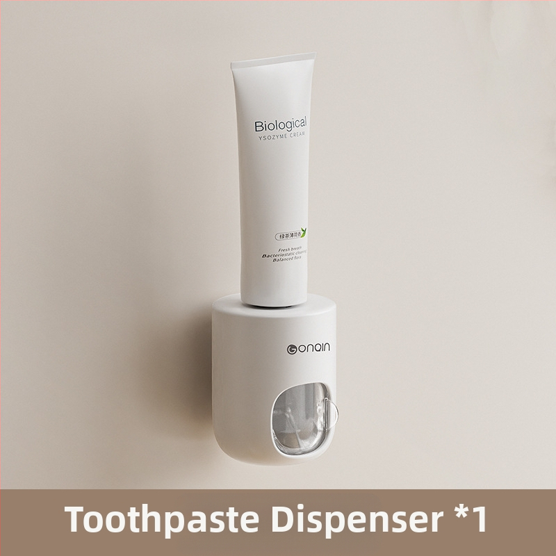 Profesionalus elektrinis dantų šepetėlio laikiklis, neperforuotas tualeto laikymo stovas, dantų pastos laikymo dėžutė, automatinis dantų pastos spaudiklis