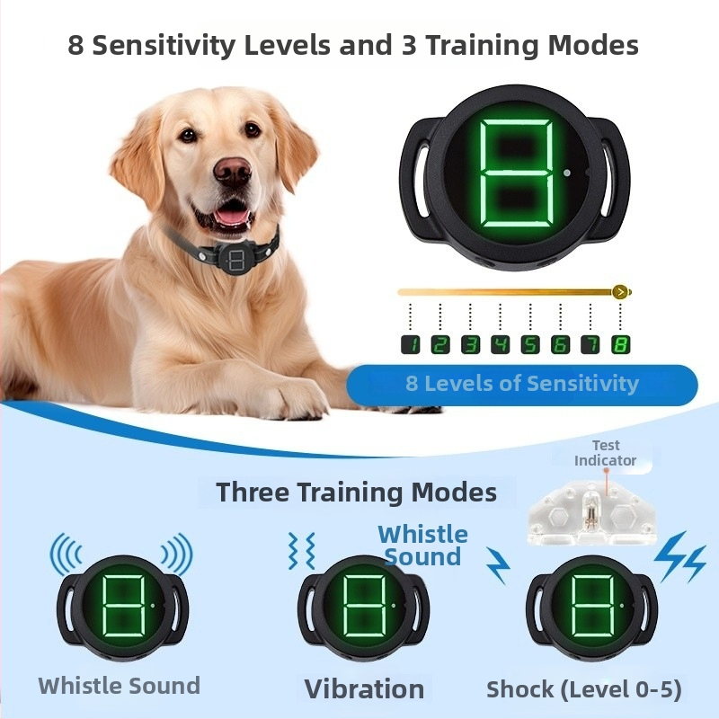 Трансграничен нов продукт Устройство против лай за домашни любимци Устройство за обучение на кучета Противолаещ нашийник Автоматично куче против лай с дистанционно управление Електрически удар Вибрационен звук