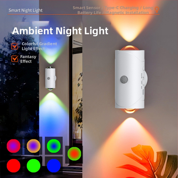 Piiriülesed uued tooted intelligentne juhtimine värviline gradientatmosfääri öövalgus inimkeha induktsioonlamp pikk vastupidavus