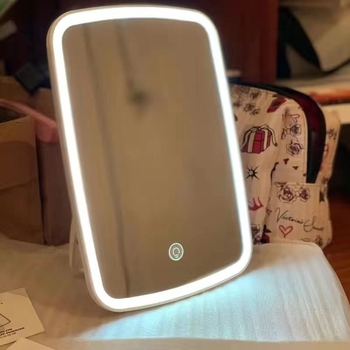 Огледало Ins с LED осветление, просто настолно огледало за грим, домашно, студентско, общежитие, настолен дресинг, Zhigao, кръгло