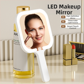 Ръчно огледало с LED огледало за грим, преносимо огледало за тоалетка с лампа, огледало за грим за спалня, персонализирано огледало за грим