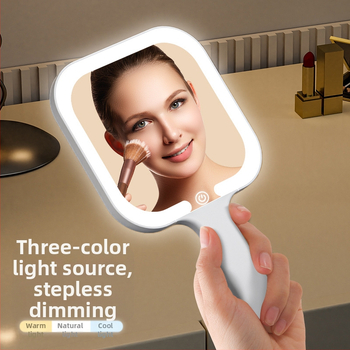 Ръчно огледало с LED огледало за грим, преносимо огледало за тоалетка с лампа, огледало за грим за спалня, персонализирано огледало за грим