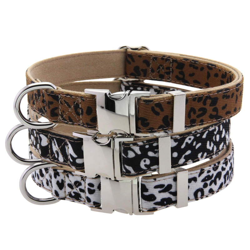 Divatos kutyanyakörv macskanyakörv ötvözetből készült húzókötél ultravékony kisállatnyakörv mély aljú leopárdmintás kutyanyakörv