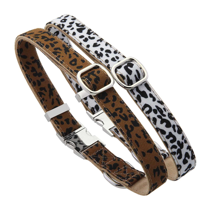 Divatos kutyanyakörv macskanyakörv ötvözetből készült húzókötél ultravékony kisállatnyakörv mély aljú leopárdmintás kutyanyakörv