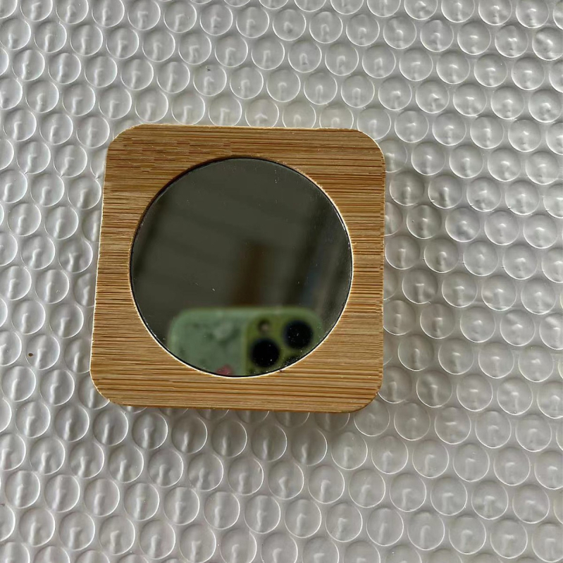 Преносимо огледало от бамбук, дървено преносимо мини козметично огледало, малко кръгло огледало с гравиране, лазерно гравиране на лого