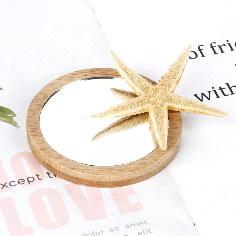 Преносимо огледало от бамбук, дървено преносимо мини козметично огледало, малко кръгло огледало с гравиране, лазерно гравиране на лого