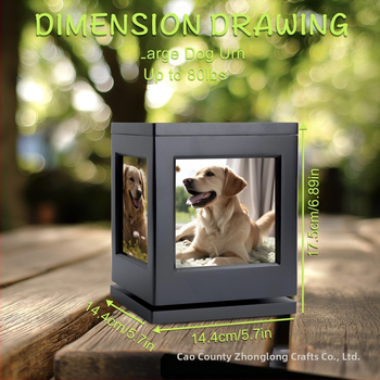 Medinis naminių gyvūnėlių reikmenų urnos besisukantis pagrindas su nuotraukų rėmeliu, šuns karsto dėže, naminių gyvūnėlių kačių atminimo kremavimo dėže