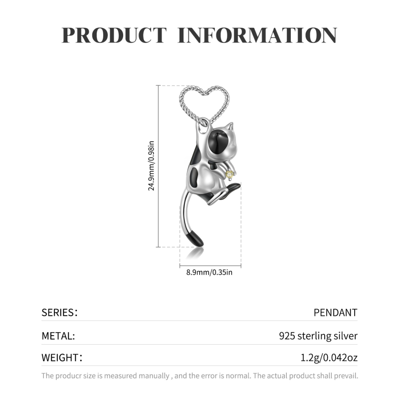 Aranyos háromdimenziós tejmacska S925 sterling ezüst nyaklánc lányoknak aranyos erdei szél állatos nyaklánc gyártók nagykereskedelemben raktáron