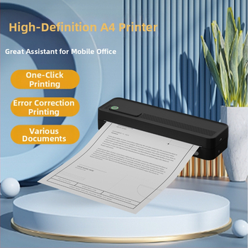 A4-printer koduseks kasutamiseks Väike traadita Bluetooth-kaasaskantav pihuarvuti A4 tindivaba termoprinter koduseks kasutamiseks Ühendatud mobiiltelefoniga