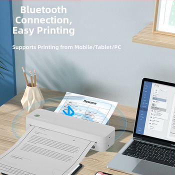 A4-printer koduseks kasutamiseks Väike traadita Bluetooth-kaasaskantav pihuarvuti A4 tindivaba termoprinter koduseks kasutamiseks Ühendatud mobiiltelefoniga