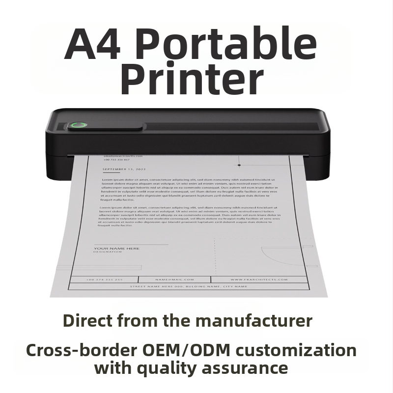 Домашен A4 принтер, малък безжичен Bluetooth преносим ръчен A4 термопринтер без мастило, свързан с мобилен телефон