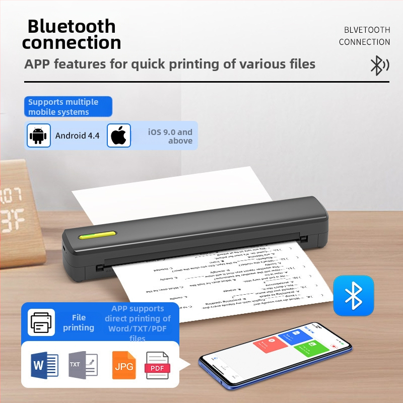 Mini termoprinter traadita ühendusega mobiiltelefoni printimise testpaberi printer Bluetooth-ühendusega tätoveeringuprinter