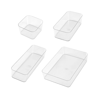 Κουτί αποθήκευσης συρταριών γραφείου που χωρίζεται σε διάφορα είδη χαρτικών και οργανώνει το ντουλάπι του ταμείου, διαφανές κουτί αποθήκευσης PET από πλαστικό