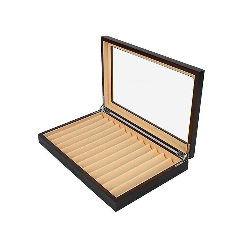 Hulgimüük 12 puidust pliiatsit ühekihiline pliiatsikarp Flip-top katuseaknaga värvitud akrüülist kinkekarp