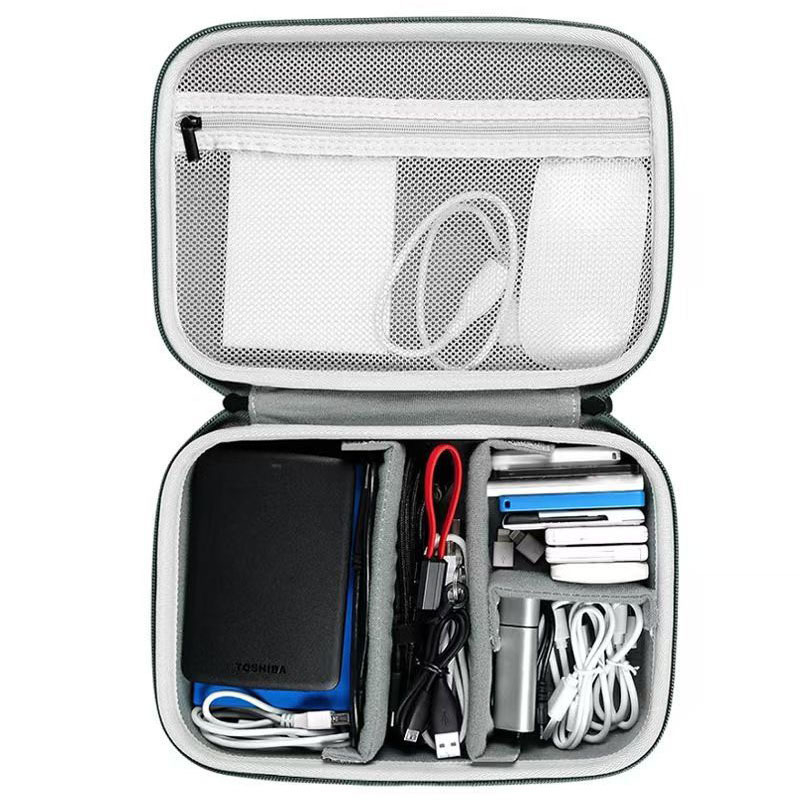 Hordozható és praktikus adatkábel-töltő tárolótáska leesésgátló kemény héjjal nyomásálló mobil tápegység digitális tárolótáska