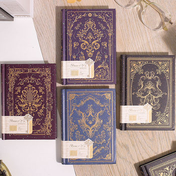 A5 A6 kullatud retro kumer ümarseljaga valge silmakaitsepaber, mida saab siidist järjehoidjaraamatuga 180 kraadi ulatuses laotada.