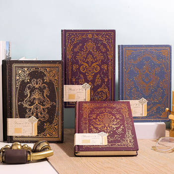 A5 A6 kullatud retro kumer ümarseljaga valge silmakaitsepaber, mida saab siidist järjehoidjaraamatuga 180 kraadi ulatuses laotada.