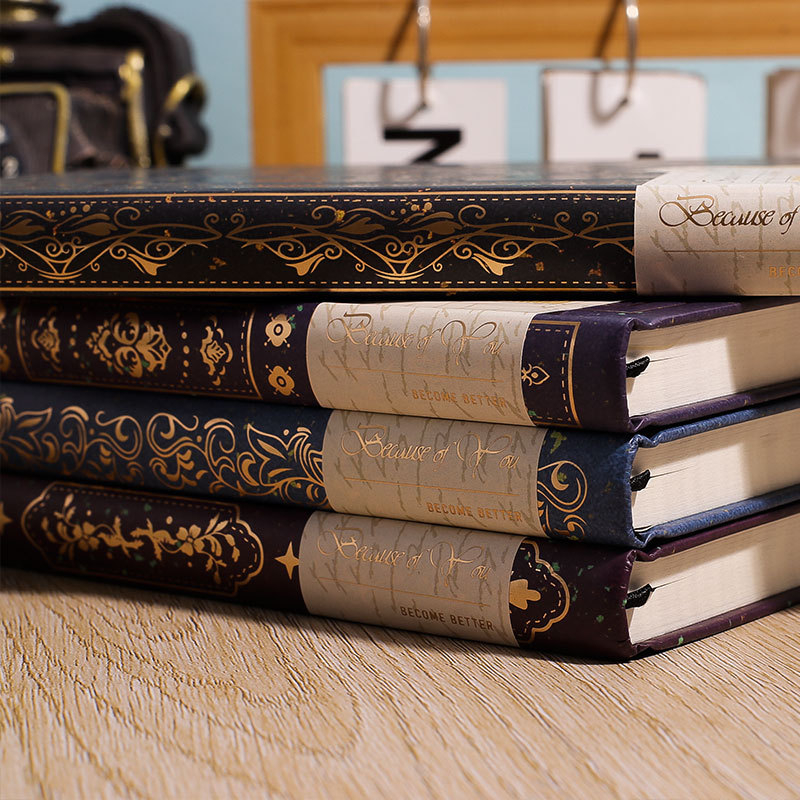 A5 A6 kullatud retro kumer ümarseljaga valge silmakaitsepaber, mida saab siidist järjehoidjaraamatuga 180 kraadi ulatuses laotada.