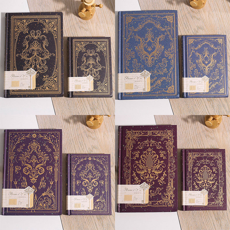 A5 A6 kullatud retro kumer ümarseljaga valge silmakaitsepaber, mida saab siidist järjehoidjaraamatuga 180 kraadi ulatuses laotada.