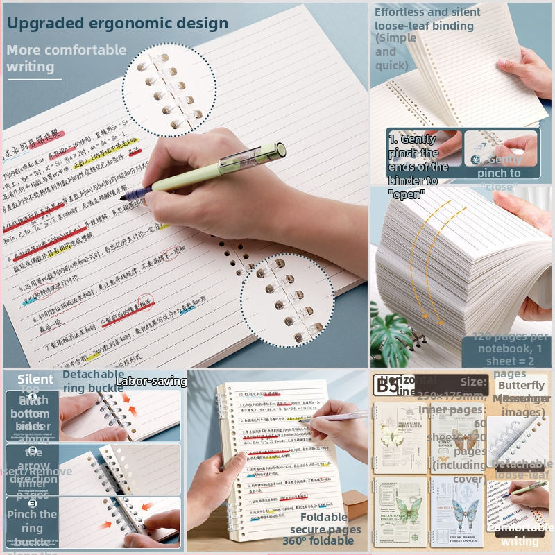 Ära köhi kätt lahtiste lehtedega märkmik lihtne värviline kirjandus ja kunst paksendatud retro õpilasmärkmik kontori horisontaalne märkmik