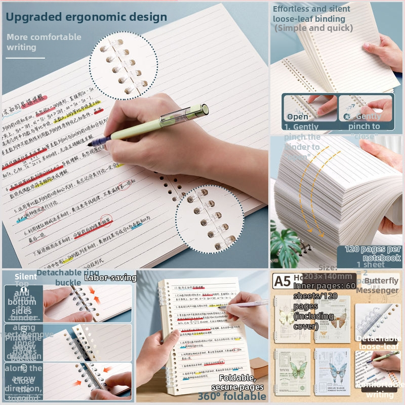 Ära köhi kätt lahtiste lehtedega märkmik lihtne värviline kirjandus ja kunst paksendatud retro õpilasmärkmik kontori horisontaalne märkmik