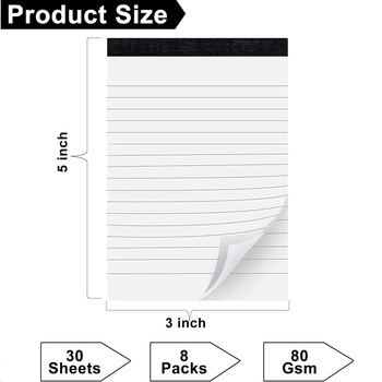 Piiriülene lihtne märkmik, rebitav õpilase märkmik, väike värske horisontaalse joonega mustandiraamat, väike märkmik, rebitav N-kordne kleepmärkmepaber