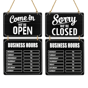 Ξύλινος Κρεμαστός Μαυροπίνακας για Διασυνοριακό Ωράριο Λειτουργίας, Πινακίδα Άνοιγμα Κλειστού Ξύλινος Μαυροπίνακας Καλωσορίσματος Διπλής Όψης Κατάλληλο για Εστιατόρια