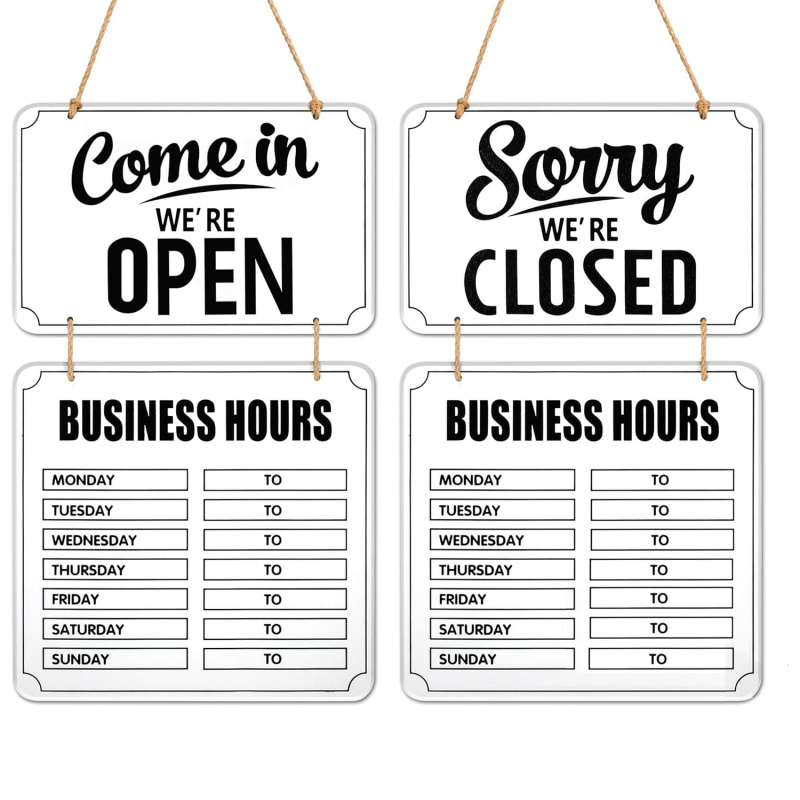 Határokon átnyúló, fa nyitvatartási idő függő táblára, nyitott/zárt táblára, kétoldalas, fa üdvözlő tábla, alkalmas éttermekbe