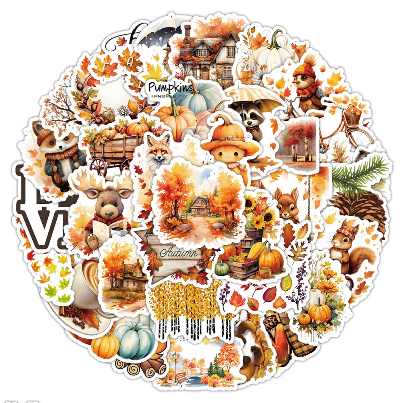 50 határokon átnyúló új őszi tájkép graffiti matrica őszi erdő aranyos állatdekoráció mobiltelefon matricák nagykereskedelem