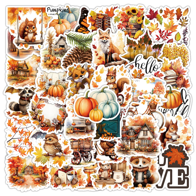 50 határokon átnyúló új őszi tájkép graffiti matrica őszi erdő aranyos állatdekoráció mobiltelefon matricák nagykereskedelem