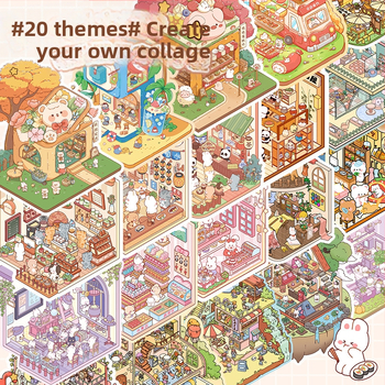 Mielas kraštovaizdžio lipdukų rinkinys, miniatiūrinių scenų kolekcija, animacinių filmukų vadovų lipdukai, vaikų edukacinių žaislų lipdukai, lipdukai