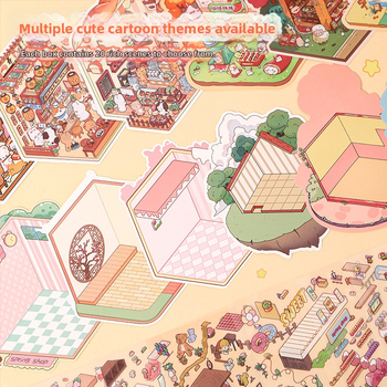 Mielas kraštovaizdžio lipdukų rinkinys, miniatiūrinių scenų kolekcija, animacinių filmukų vadovų lipdukai, vaikų edukacinių žaislų lipdukai, lipdukai