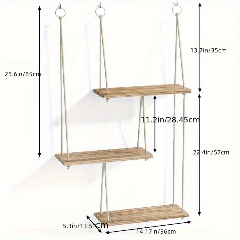 Puidust hoiuriiul, elutoa seinale riputatav köiega dekoratiivne riiul, väike lilleriiul, vannitoatarvete riiul, dokumendiriiul, täispuidust hoiuriiul