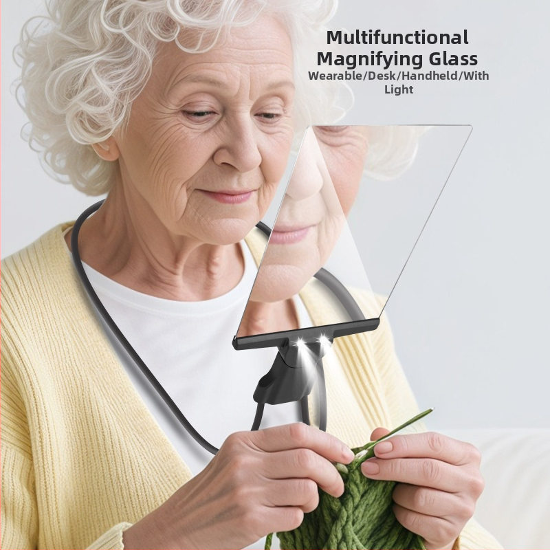 Specialus didinamasis stiklas vyresnio amžiaus žmonėms skaityti, itin didelės raiškos didelės galios mėlyna šviesa su šviesa, kabantis kaklo stalinis nešiojamas daugiafunkcis didinamasis stiklas