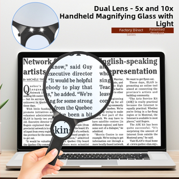 Rankinis didinamasis stiklas 5X 10X didinamasis stiklas, didelės raiškos, skirtas senyvo amžiaus žmonėms, su šviesos diodais skaitymui skirtu didinamuoju stiklu, naujas „Amazon“ modelis