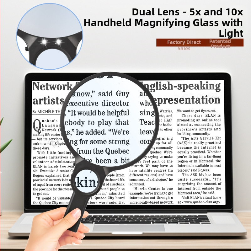 Ръчна лупа 5X 10X с висока разделителна способност за възрастни хора със светлинна LED лупа за четене, Amazon нов модел