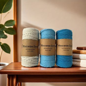 Amazoni piiriülene enimmüüdud 3 mm värviline puuvillane köis, isetehtud käsitsi kootud puuvillane köis, Temu platvormi pingutusnööriga dekoratiivne köis