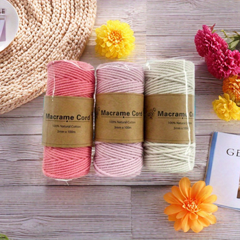 Amazoni piiriülene enimmüüdud 3 mm värviline puuvillane köis, isetehtud käsitsi kootud puuvillane köis, Temu platvormi pingutusnööriga dekoratiivne köis