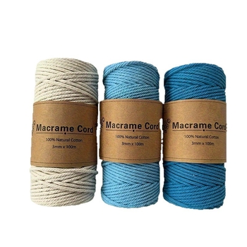Amazoni piiriülene enimmüüdud 3 mm värviline puuvillane köis, isetehtud käsitsi kootud puuvillane köis, Temu platvormi pingutusnööriga dekoratiivne köis