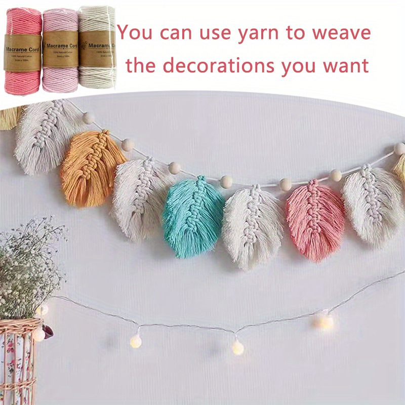 Amazoni piiriülene enimmüüdud 3 mm värviline puuvillane köis, isetehtud käsitsi kootud puuvillane köis, Temu platvormi pingutusnööriga dekoratiivne köis