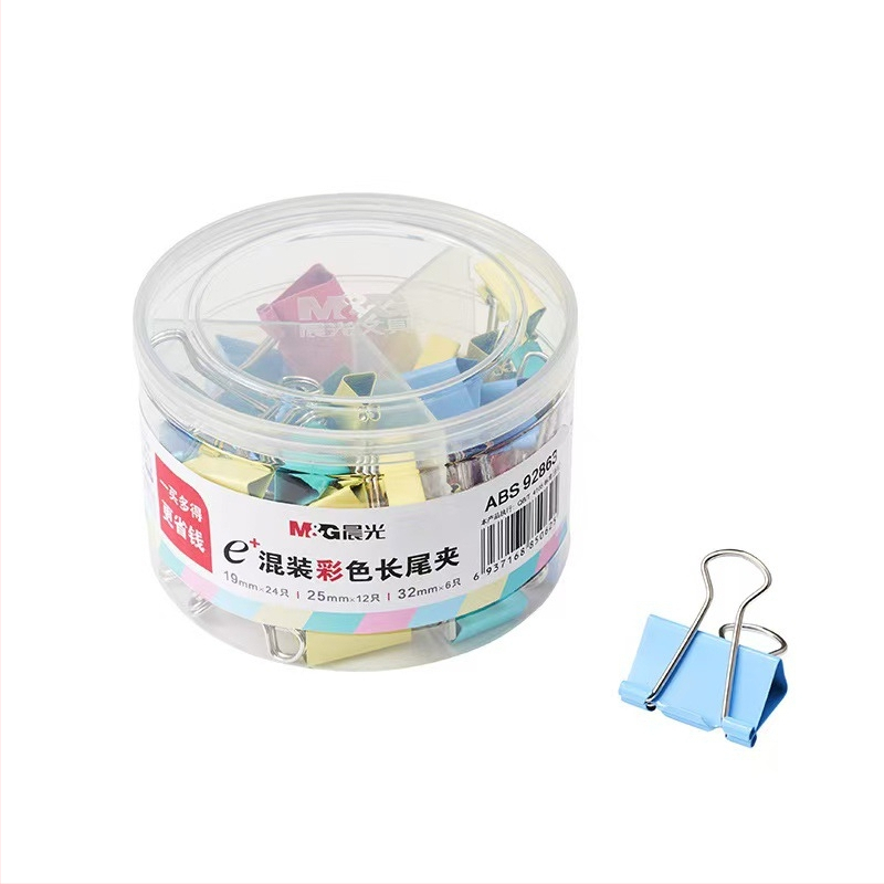 Щипка Chenguang с дълга опашка, метална щипка за документи, офис щипка лястовича опашка, студентска щипка за хартия, черен патрон ABS92735