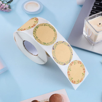 Amazoni kuum müük konserveeritud sildikleebisega kraftpaberi kinkekaardi nimesildi kleebis 3 lillemustriga