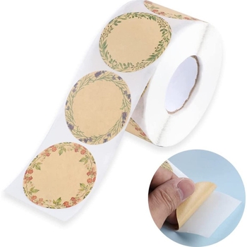 Amazoni kuum müük konserveeritud sildikleebisega kraftpaberi kinkekaardi nimesildi kleebis 3 lillemustriga