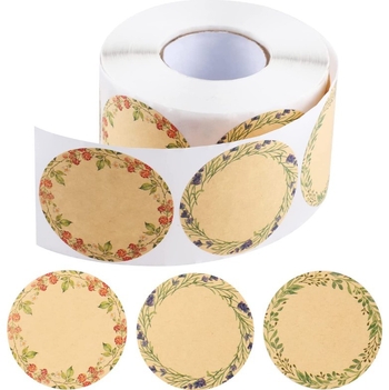 Amazoni kuum müük konserveeritud sildikleebisega kraftpaberi kinkekaardi nimesildi kleebis 3 lillemustriga