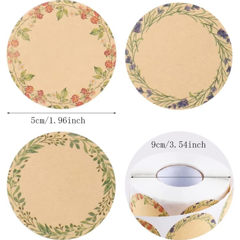 Amazoni kuum müük konserveeritud sildikleebisega kraftpaberi kinkekaardi nimesildi kleebis 3 lillemustriga