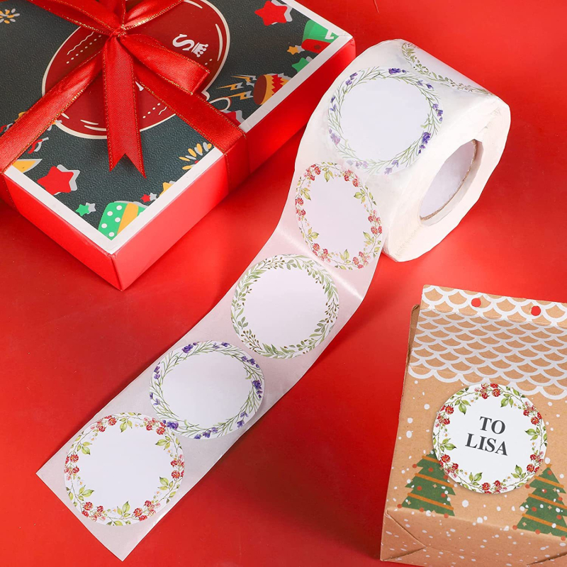 Amazoni kuum müük konserveeritud sildikleebisega kraftpaberi kinkekaardi nimesildi kleebis 3 lillemustriga